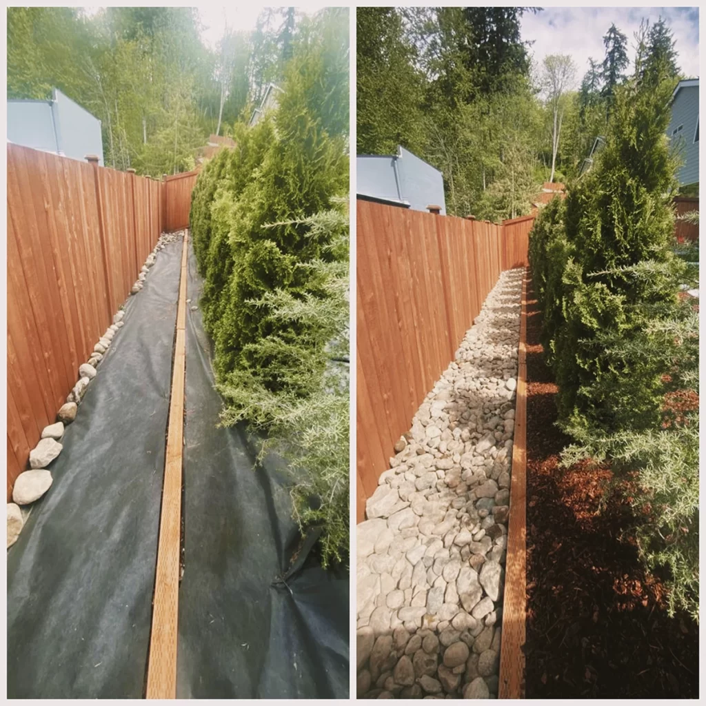 rock and mulch installation